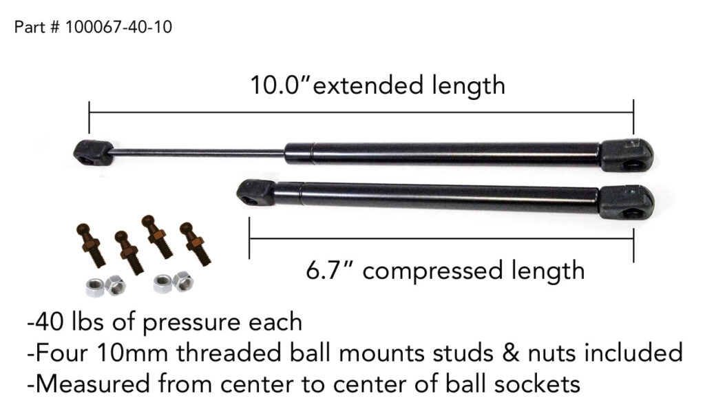 Camper shell & tonneau gas props
